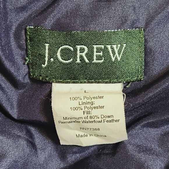 J. Crew Down Feather Puffer Vest Navy Inner Toggle Waist Women's Large - Picture 8 of 12